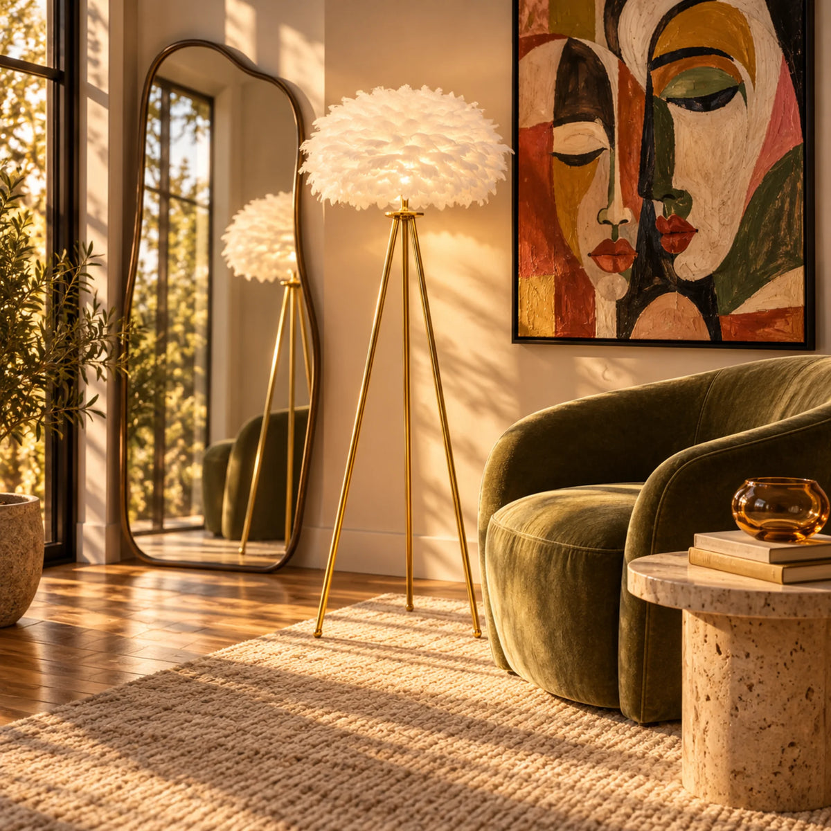 Lampadaire Plumes d'Autruche – LED Luxe