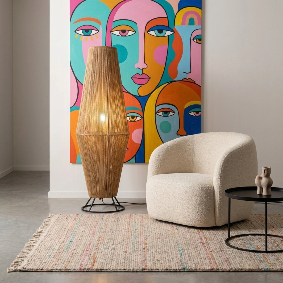 Lampadaire Jute Tunisie | Fait Main, Lumière Chaleureuse | Fiolla Home
