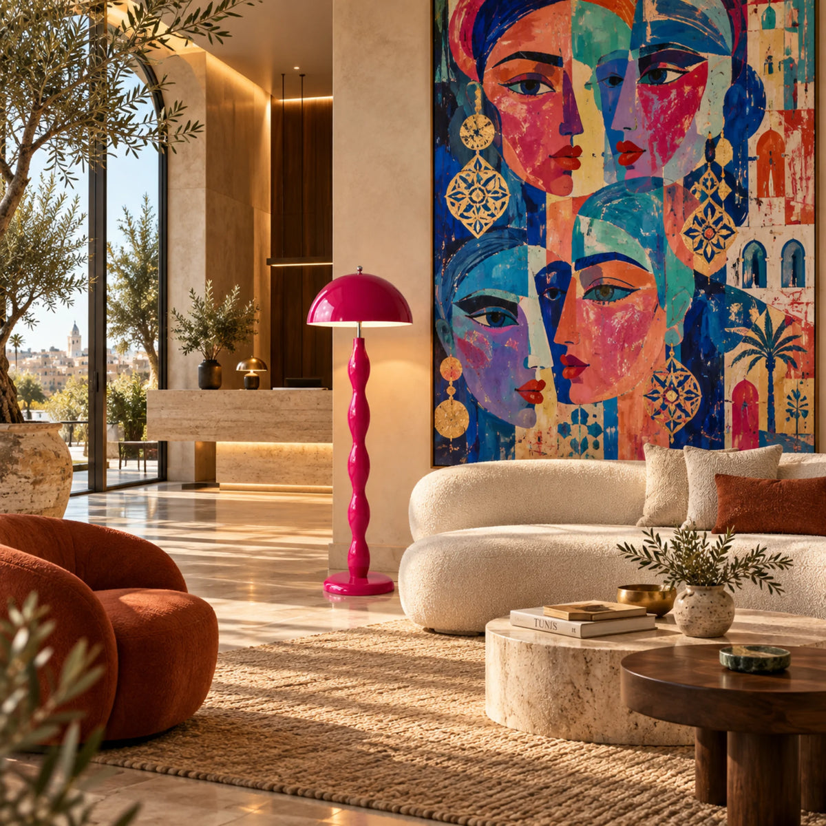 Lampadaire Rose Tunisie | Design Artisanal 150 cm | Fiolla Home