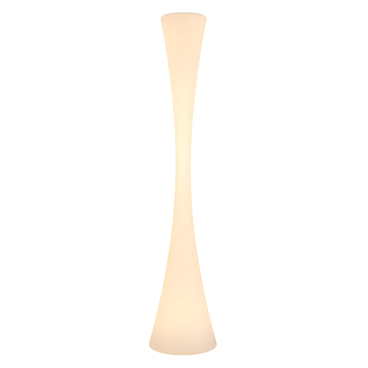 Lampadaire extérieur lumineux colonne blanche en forme de sablier, 173 cm, sur fond blanc