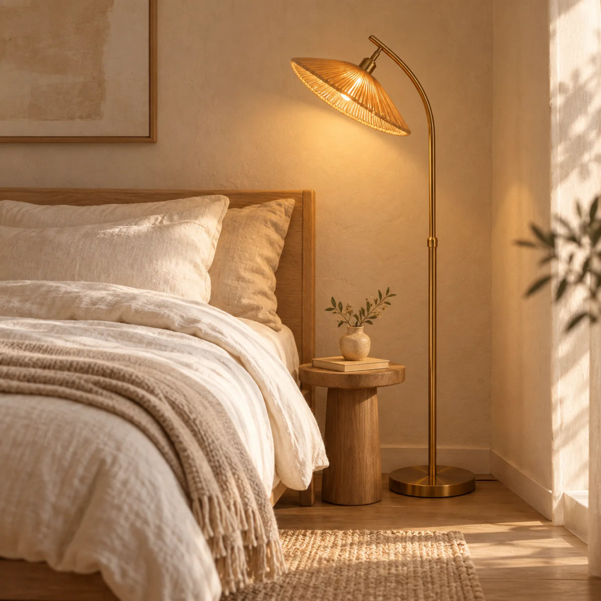 Lampadaire Chapeau en Jute | Déco Bohème Tunisie | Fiolla Home