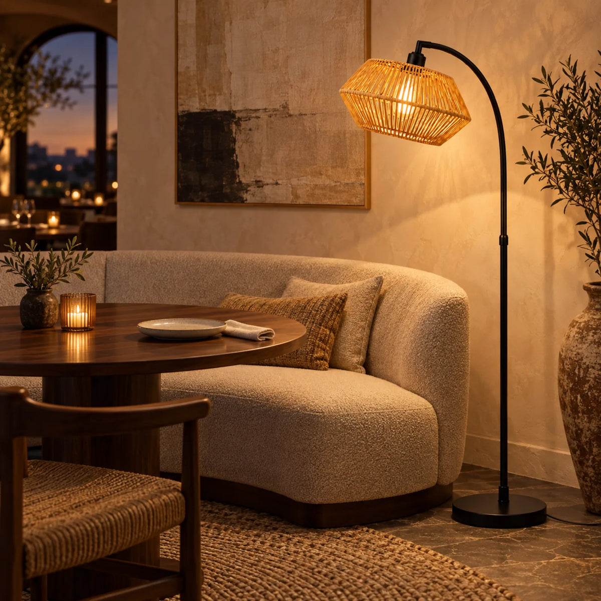 Lampadaire Scandinave Jute Noir | Livraison Tunisie | Fiolla Home