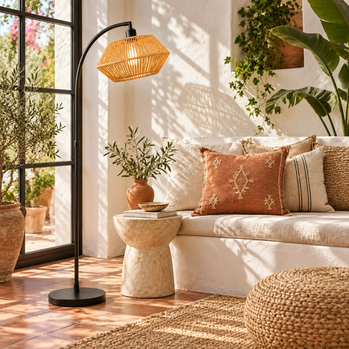 Lampadaire Scandinave Jute Noir | Livraison Tunisie | Fiolla Home