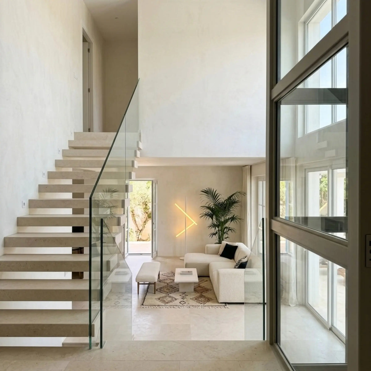 Lampadaire LED Géométrique Blanc – Design Minimaliste