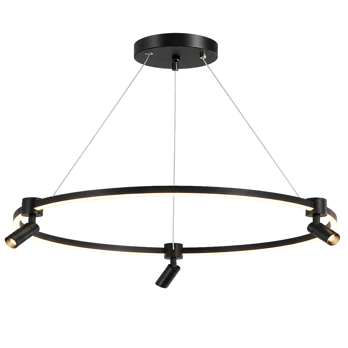 Lustre LED Tunisie | Anneau Noir & 3 Spots Orientables | Fiolla Home