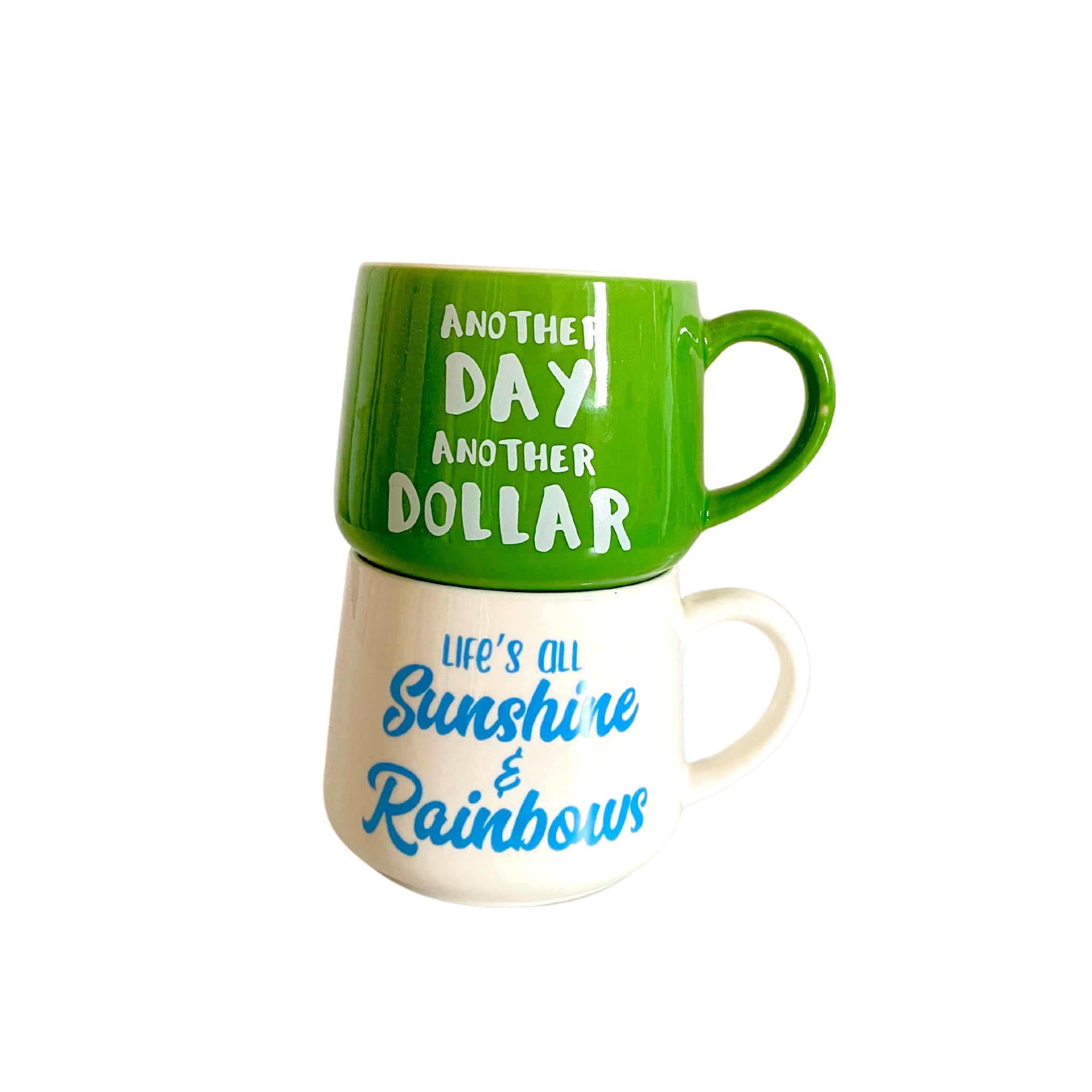 Mug en céramique créatif 3D avec motifs d'arcs-en-ciel et symboles dollar