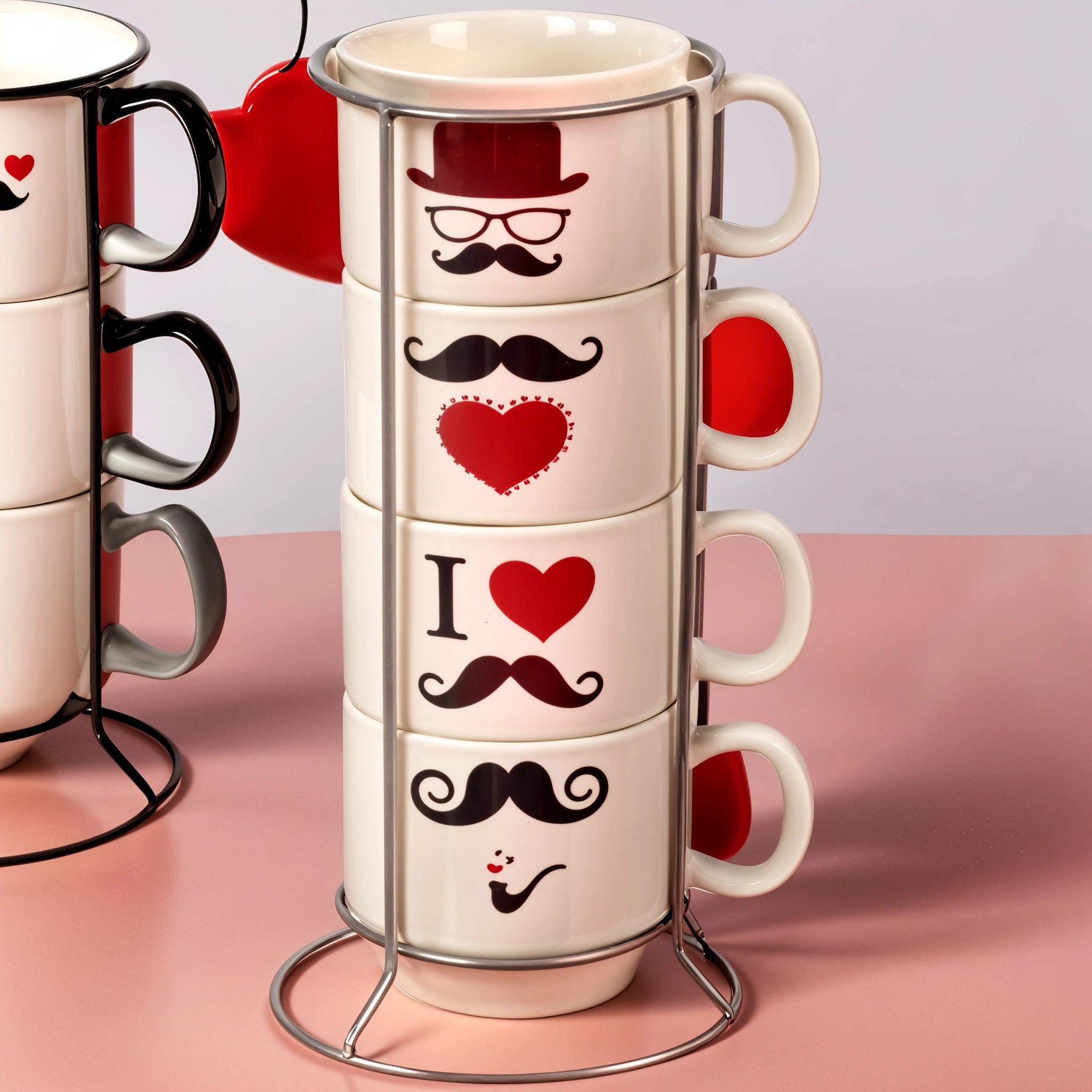 Mug empilable design moustache
