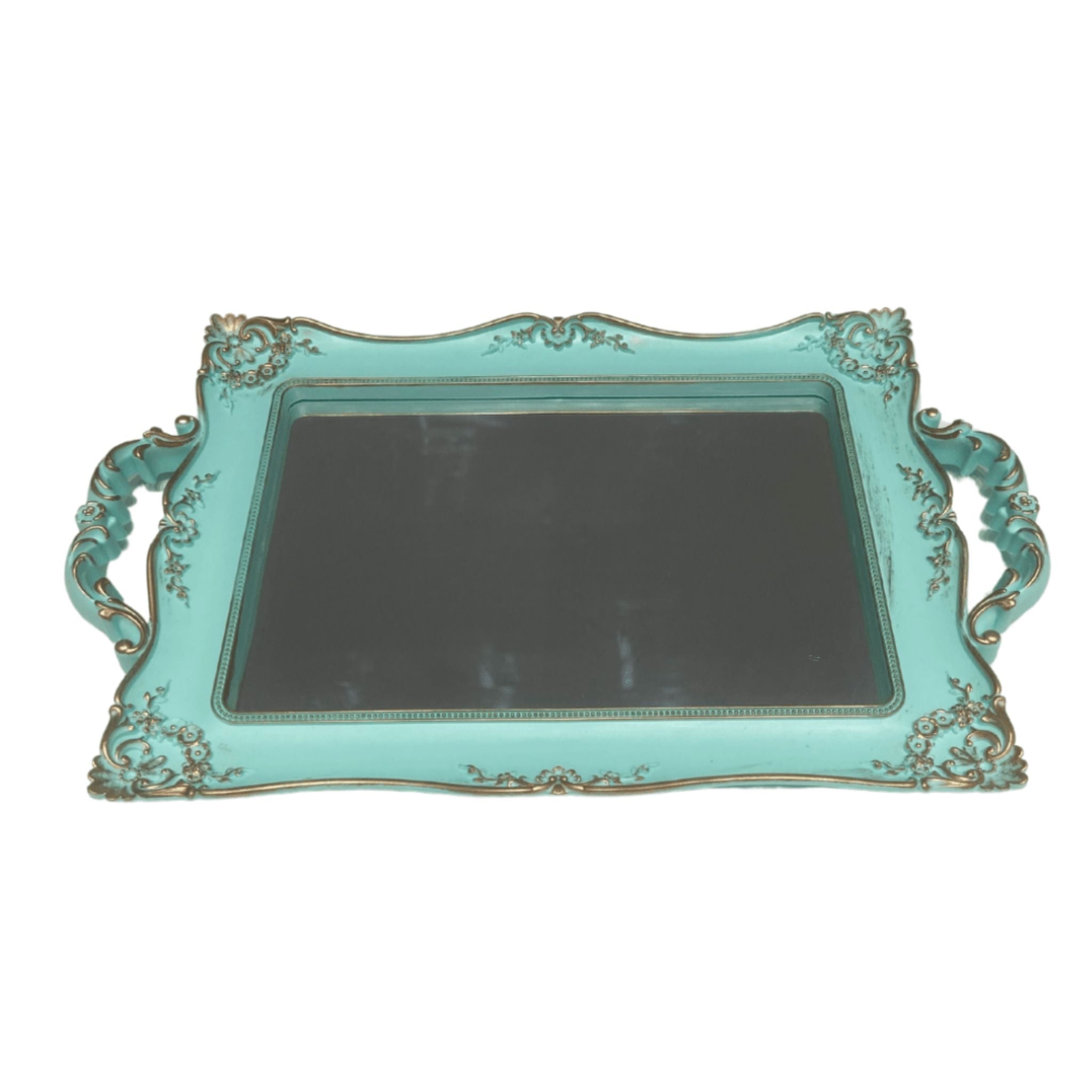 Plateau Bleu Miroir - Élégance et Reflets Lumineux | Fiolla Home - Fiolla Home