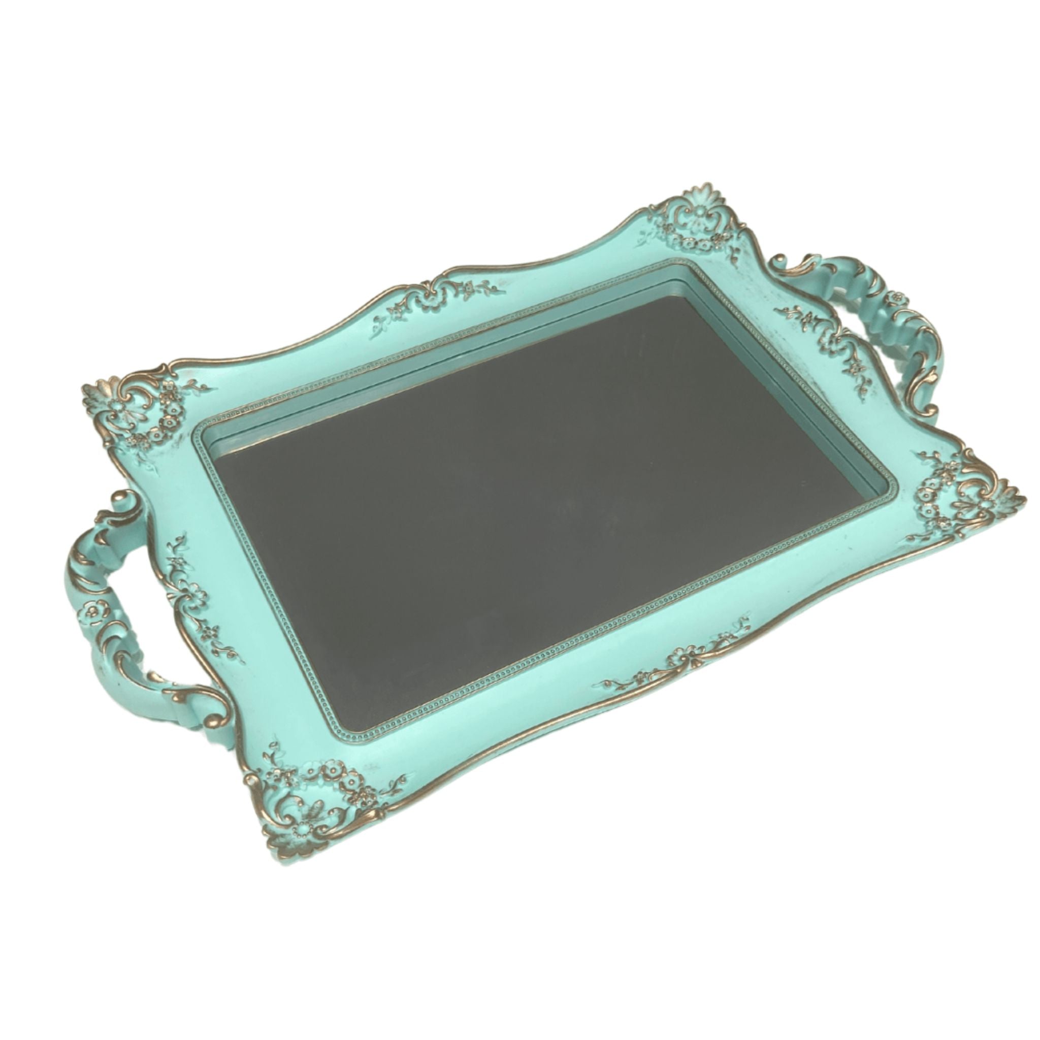 Plateau Bleu Miroir - Élégance et Reflets Lumineux | Fiolla Home - Fiolla Home