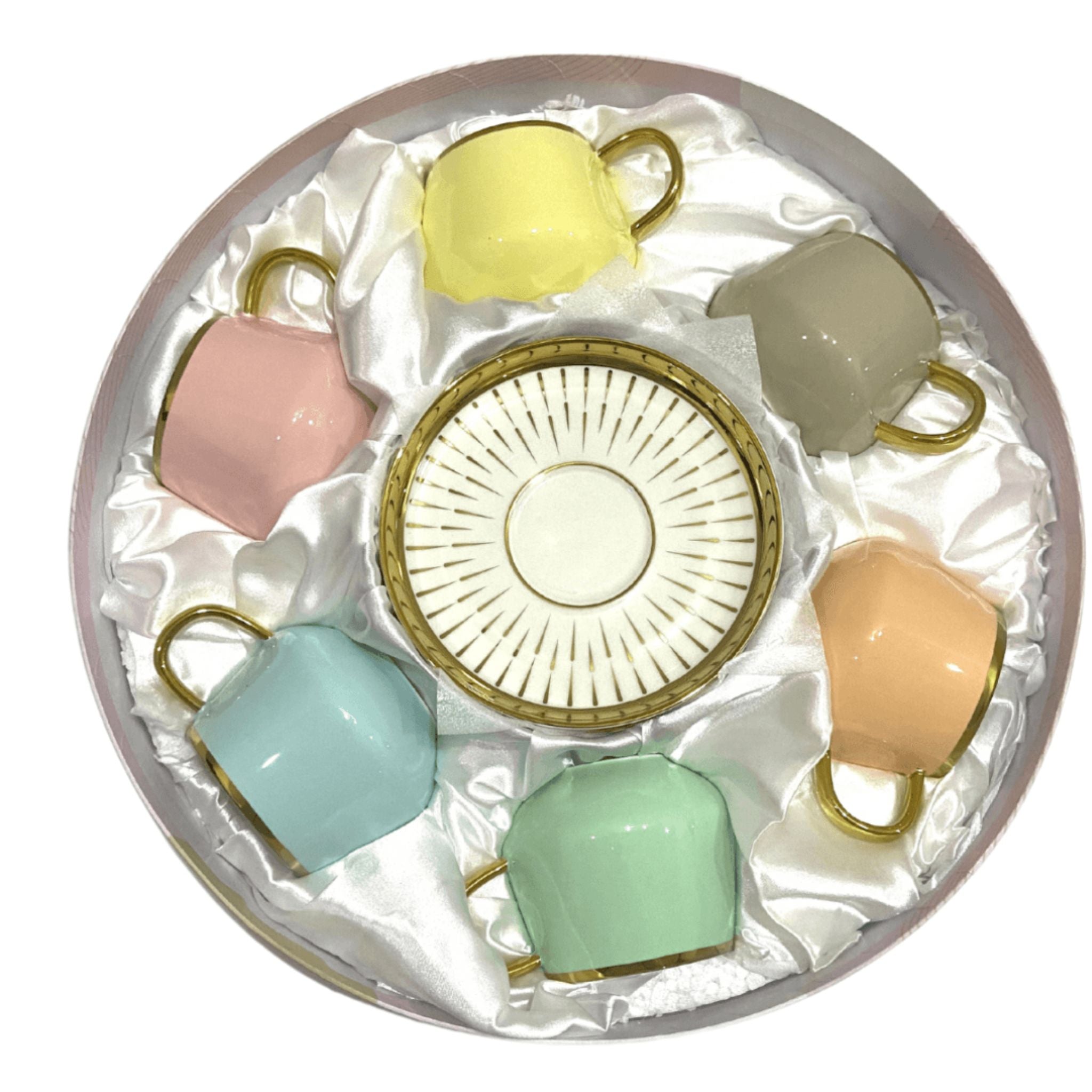 Service à Café au Lait en Porcelaine aux Couleurs Multiples - Élégance Colorée | Fiolla Home - Fiolla Home