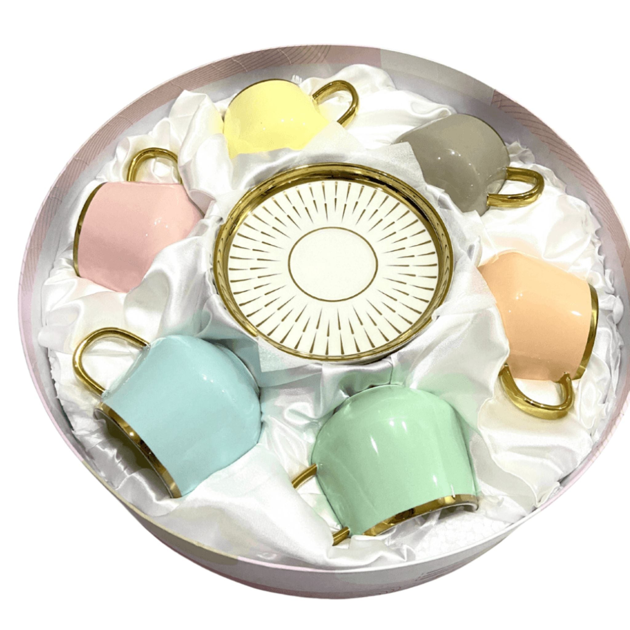 Service à Café au Lait en Porcelaine aux Couleurs Multiples - Élégance Colorée | Fiolla Home - Fiolla Home