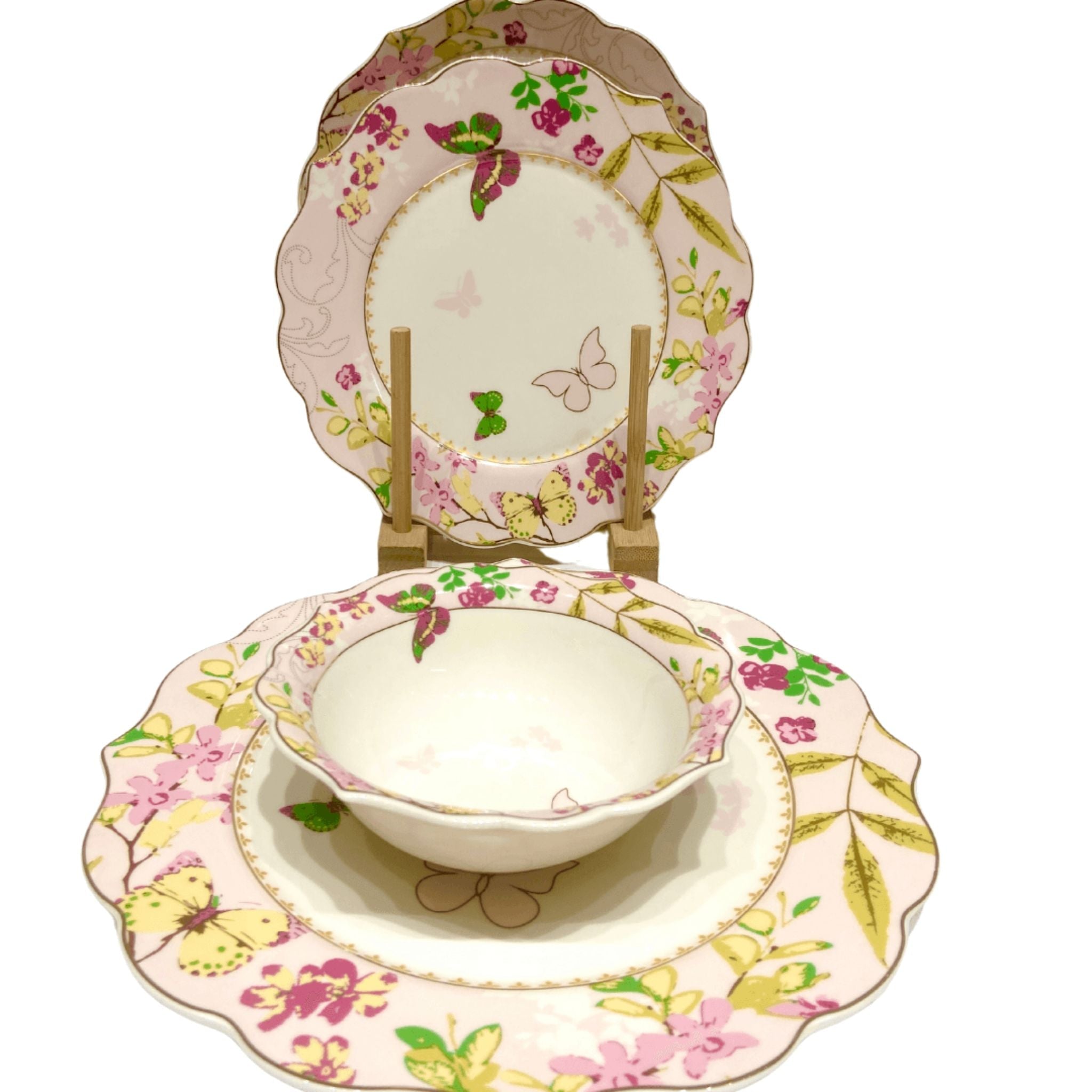 Service à Table 24 Pièces en Porcelaine - Élégance Florale | Fiolla Home - Fiolla Home