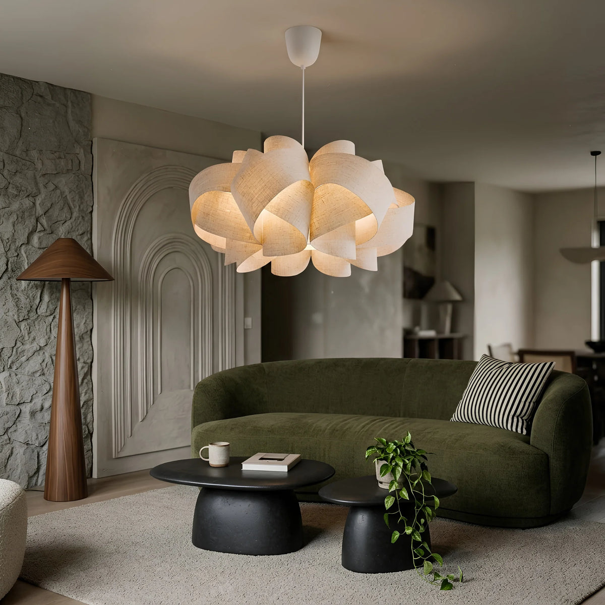 Suspension fleur en lin – salon déco