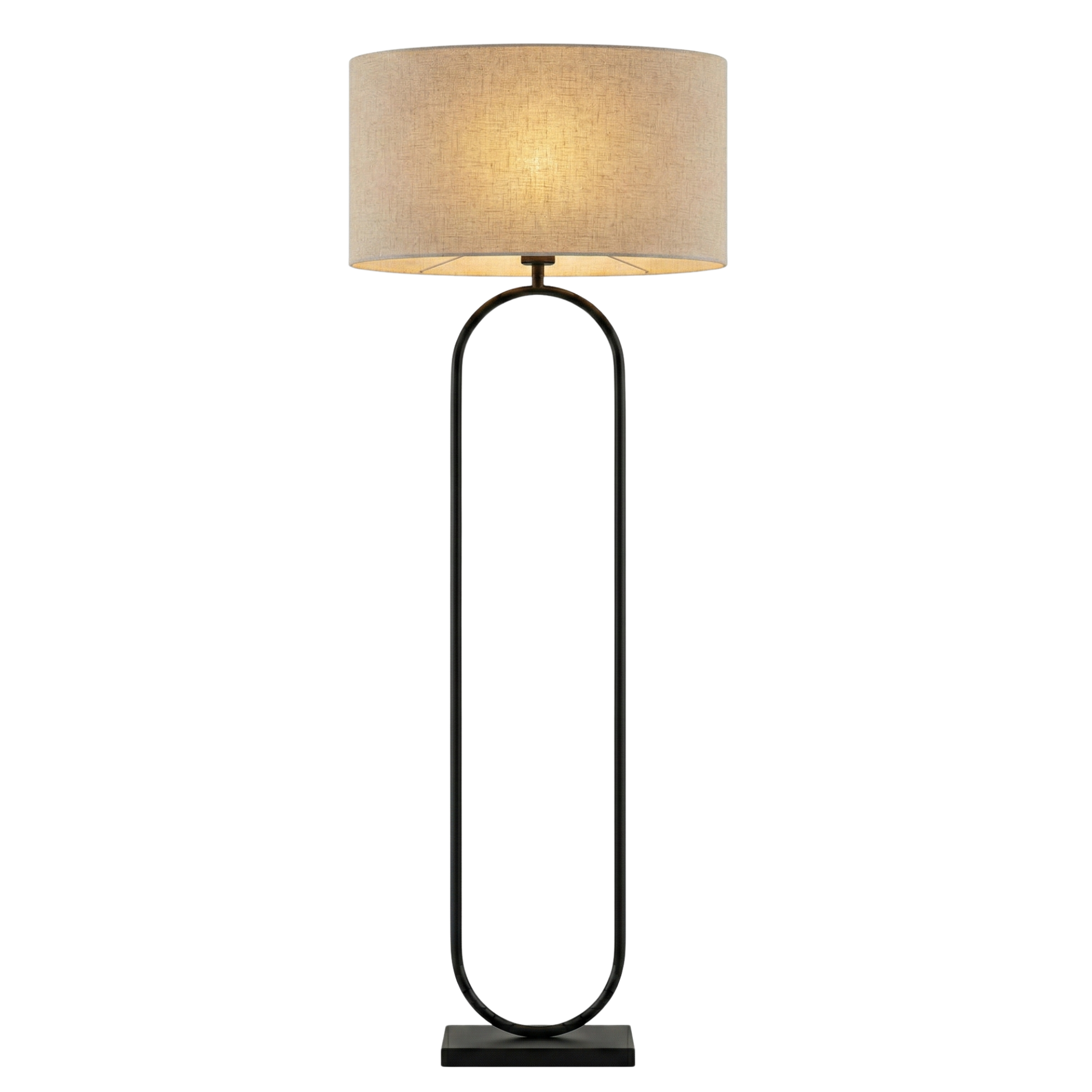 Lampadaire NATURA Métal Noir et Abat-Jour Lin Clair | Fiolla Home